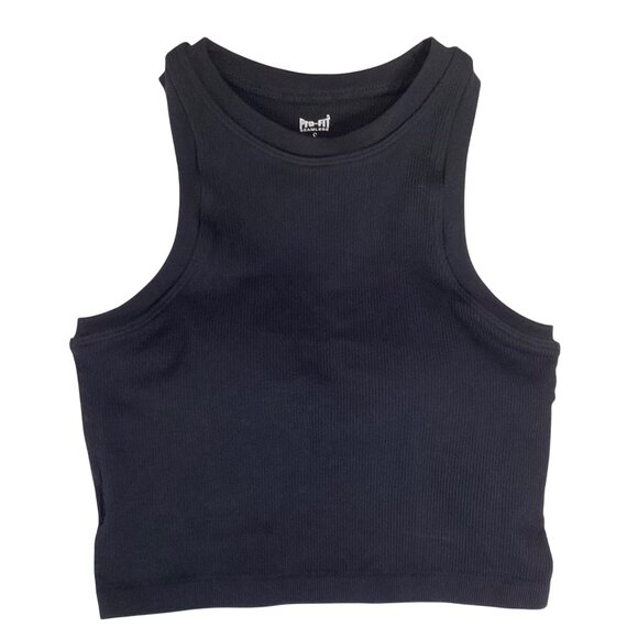 Womens T.J. Maxx Pro Fit Seamless Black Ribbed Padded Cropped Tank Top / Small - Picture 4 of 5